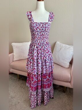 Anthropologie Abel The Label Secret Romance Tiered Maxi Dress S Boho Cottagecore